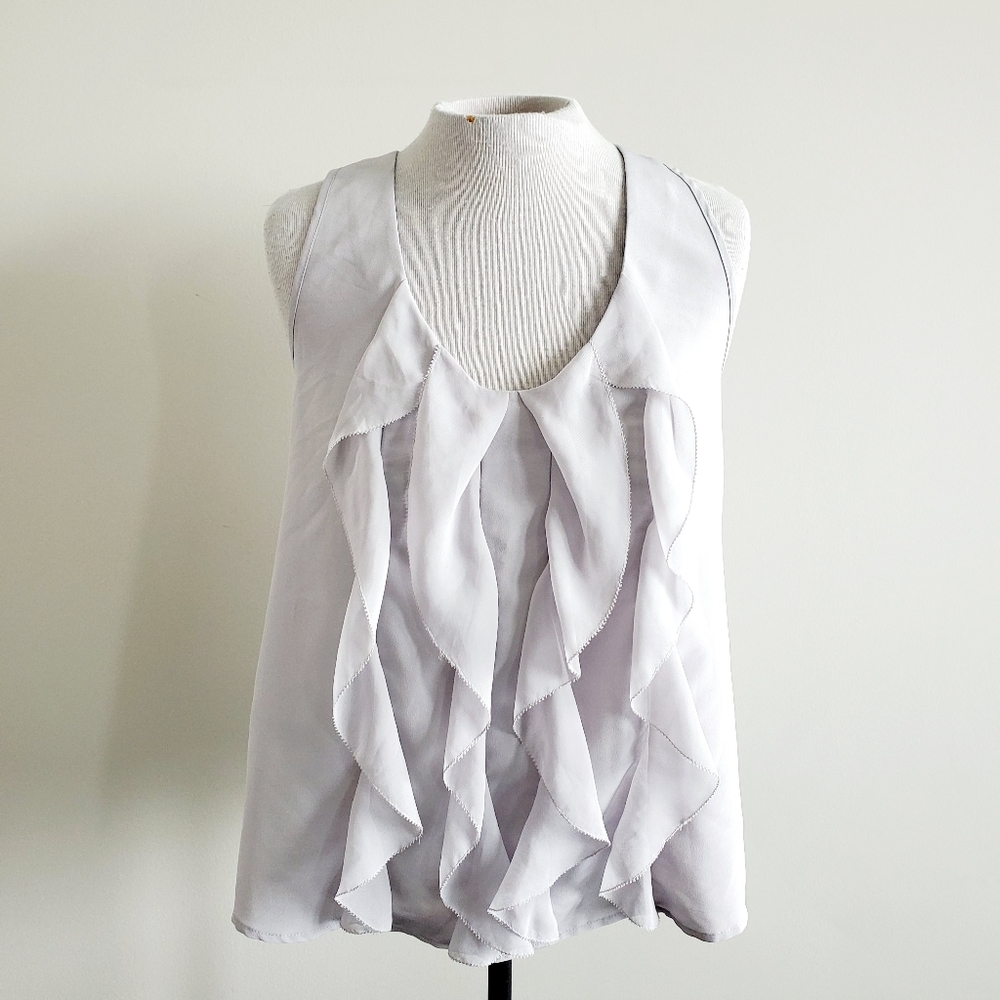 Aritzia Central Park West grey ruffle blouse